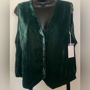 LC Lauren Conrad Deep Green Velvet Blouse